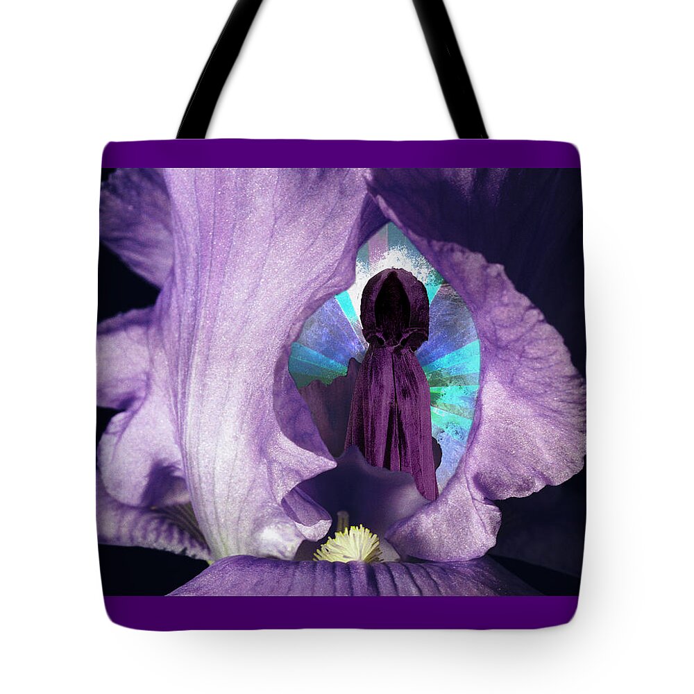 Iris Tote Bag featuring the digital art Inside the Iris by Lisa Yount