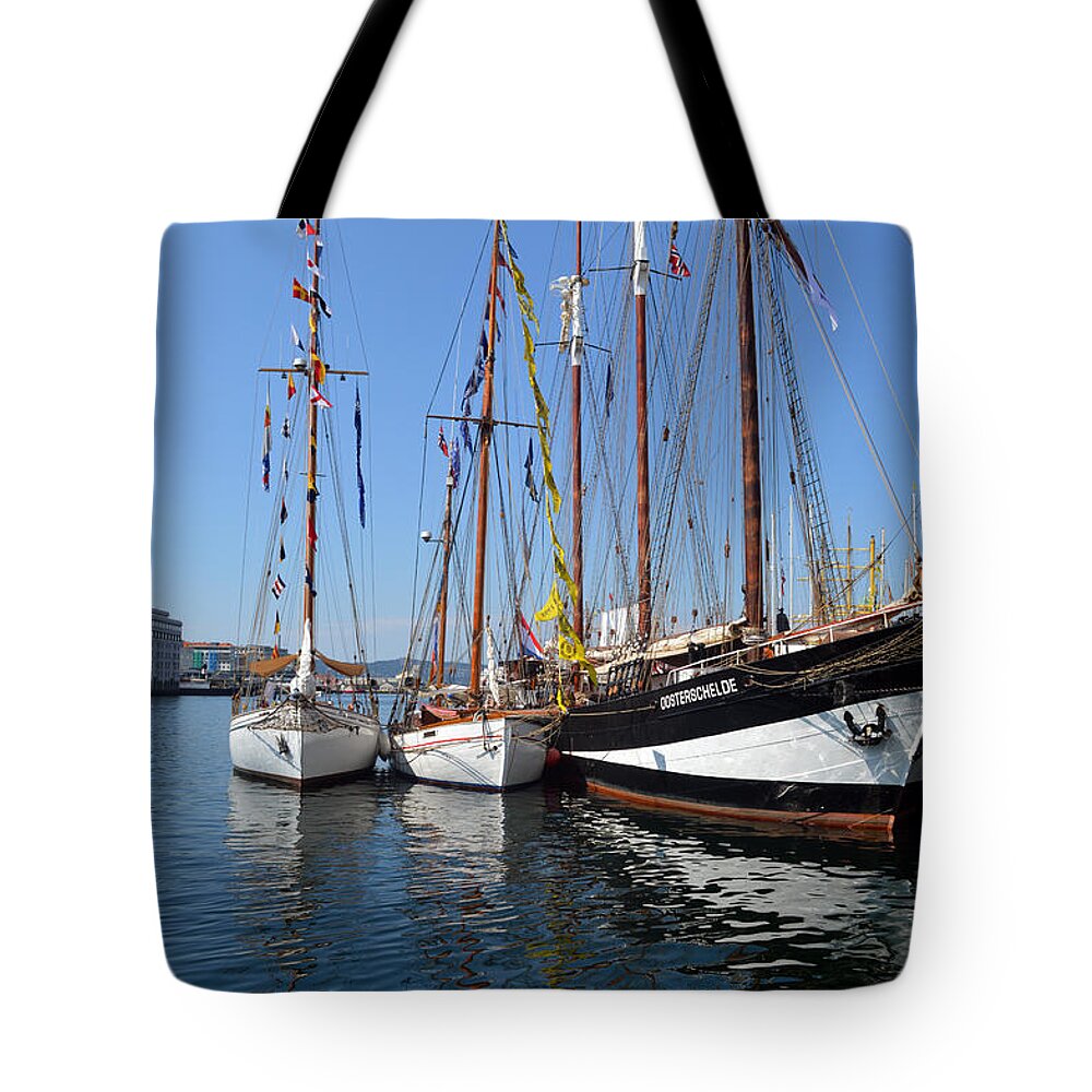 Sailing Tote Bag featuring the photograph International Sailing Festival in Bergen Norway 2 by Carol Eliassen