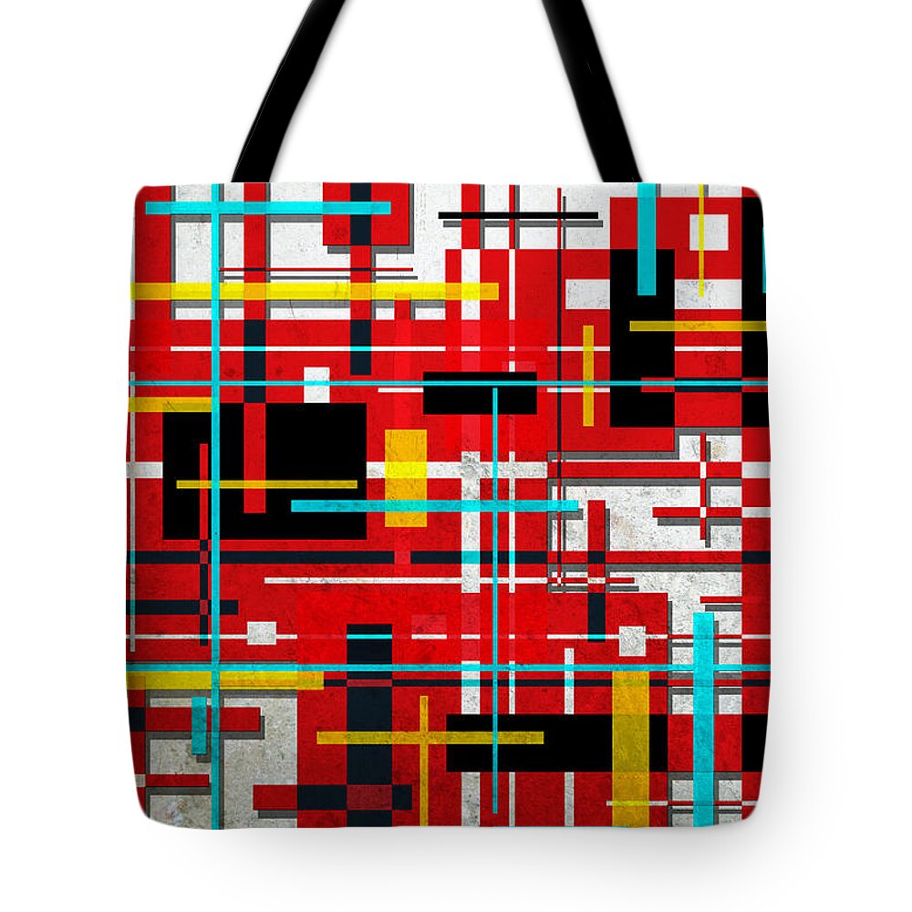 Geometric Abstract Tote Bag featuring the digital art Intersection by Shawna Rowe