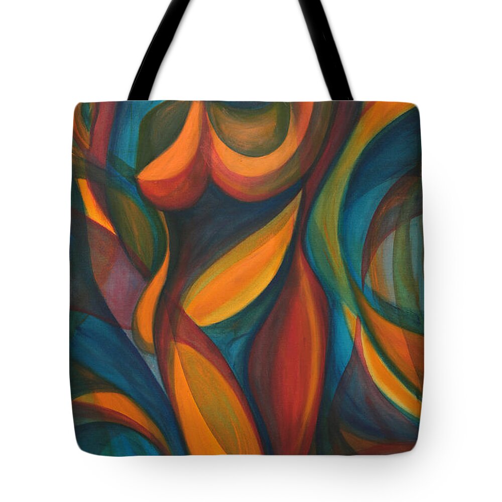 Figure Tote Bag featuring the painting Into the Reeds by Trina Teele