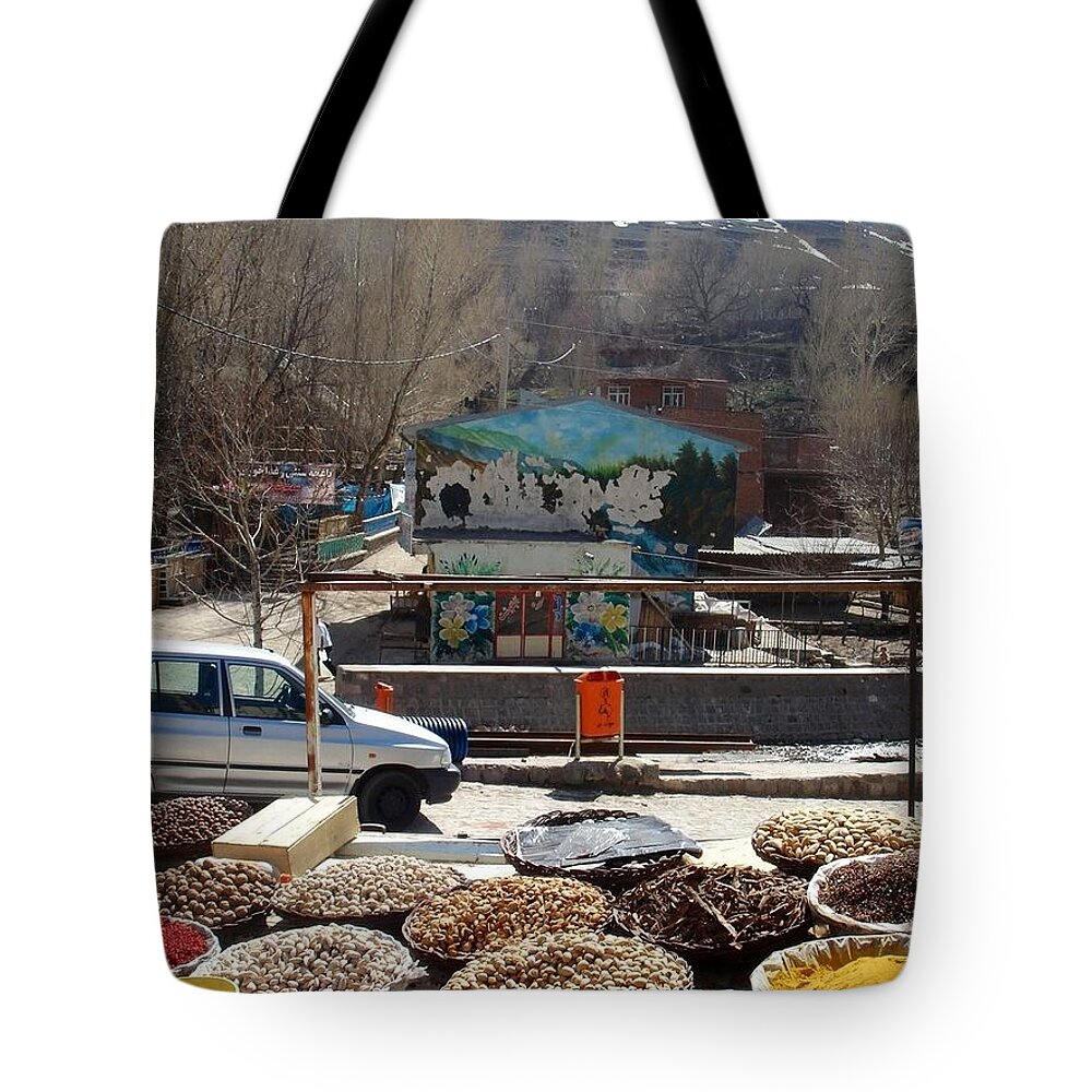 Spices Tote Bag featuring the photograph Iran Kandovan Spices by Lois Ivancin Tavaf