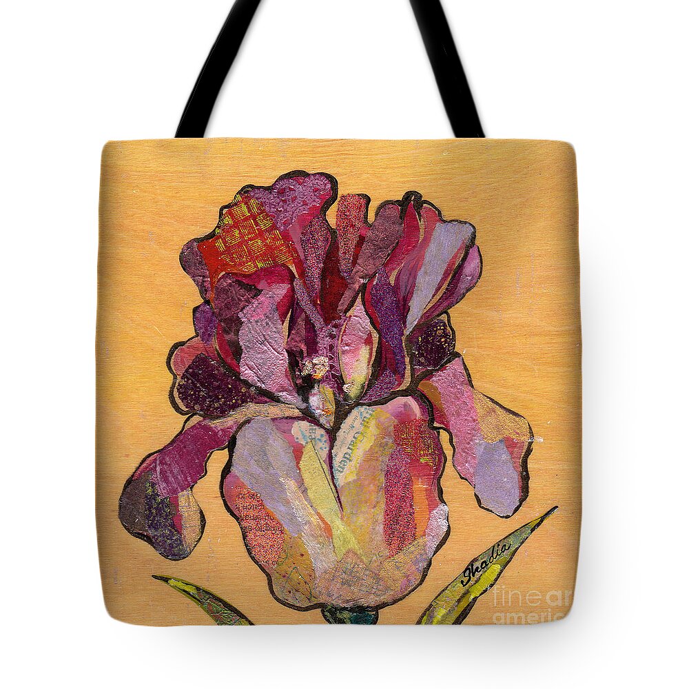 Flower Tote Bag featuring the painting Iris V - Series V by Shadia Derbyshire
