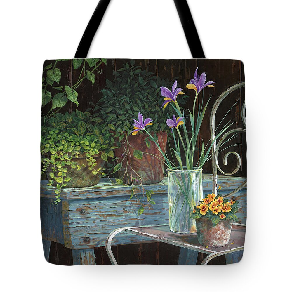 Michael Humphries Tote Bag featuring the painting Irises by Michael Humphries