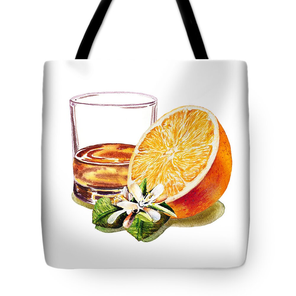Whiskey Tote Bag featuring the painting Irish Whiskey And Orange by Irina Sztukowski