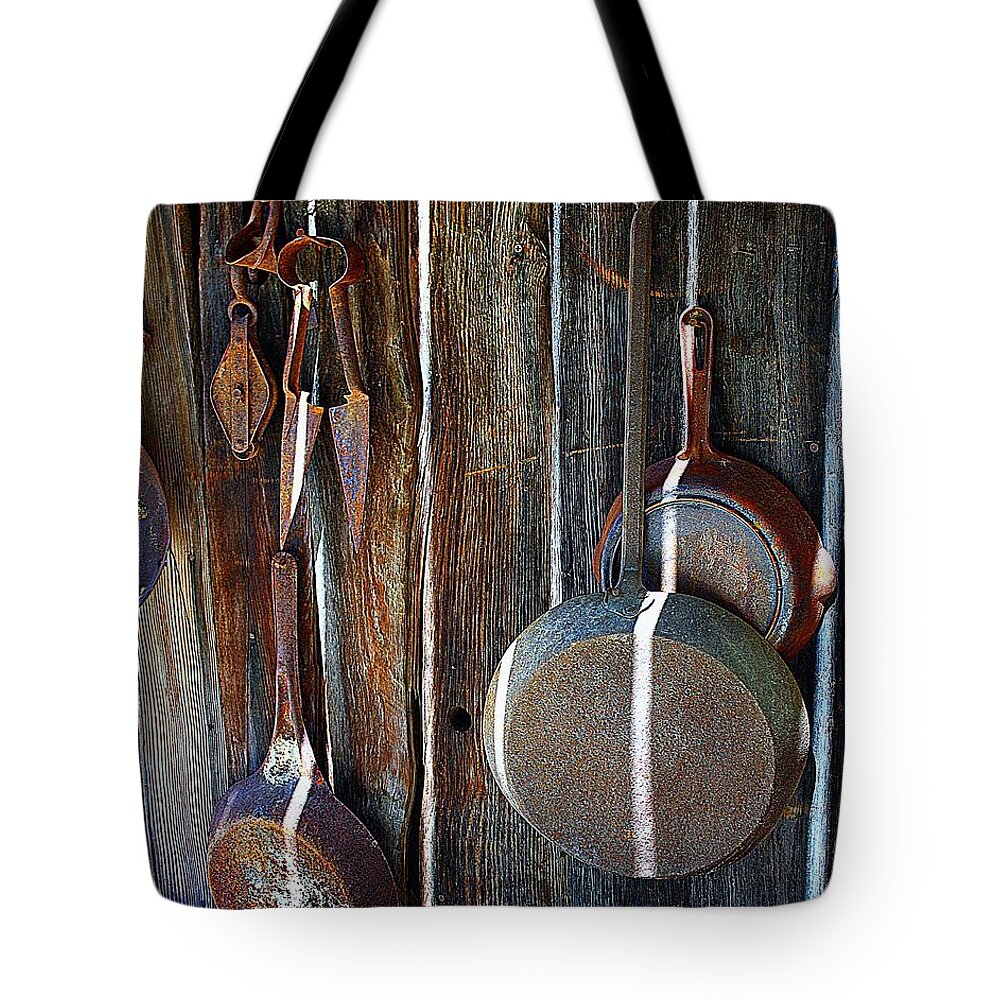 Iron Skillets Tote Bag featuring the photograph Iron Skillets by Patrick Witz