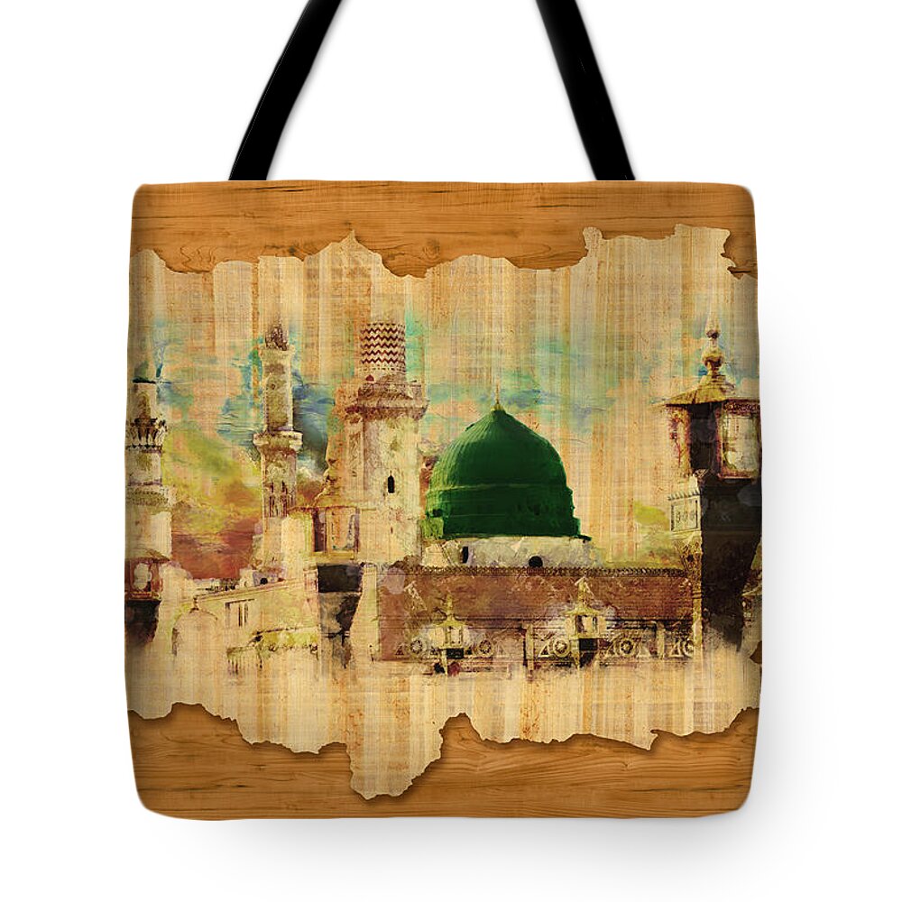 Caligraphy Tote Bag featuring the painting Islamic Calligraphy 040 by Catf