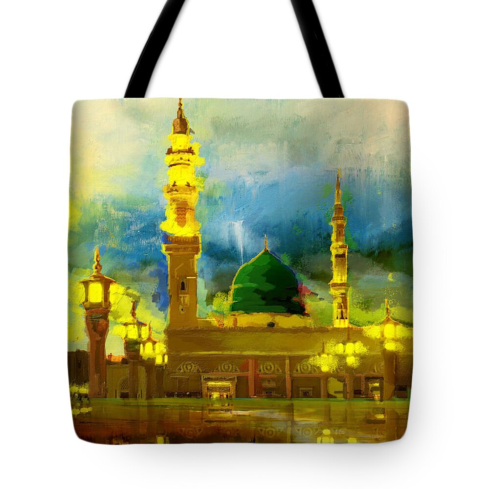 Caligraphy Tote Bag featuring the painting Islamic Painting 002 by Corporate Art Task Force