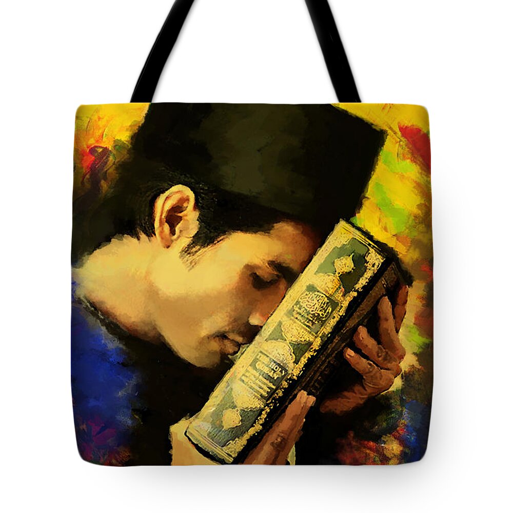 Caligraphy Tote Bag featuring the painting Islamic Painting 010 by Catf