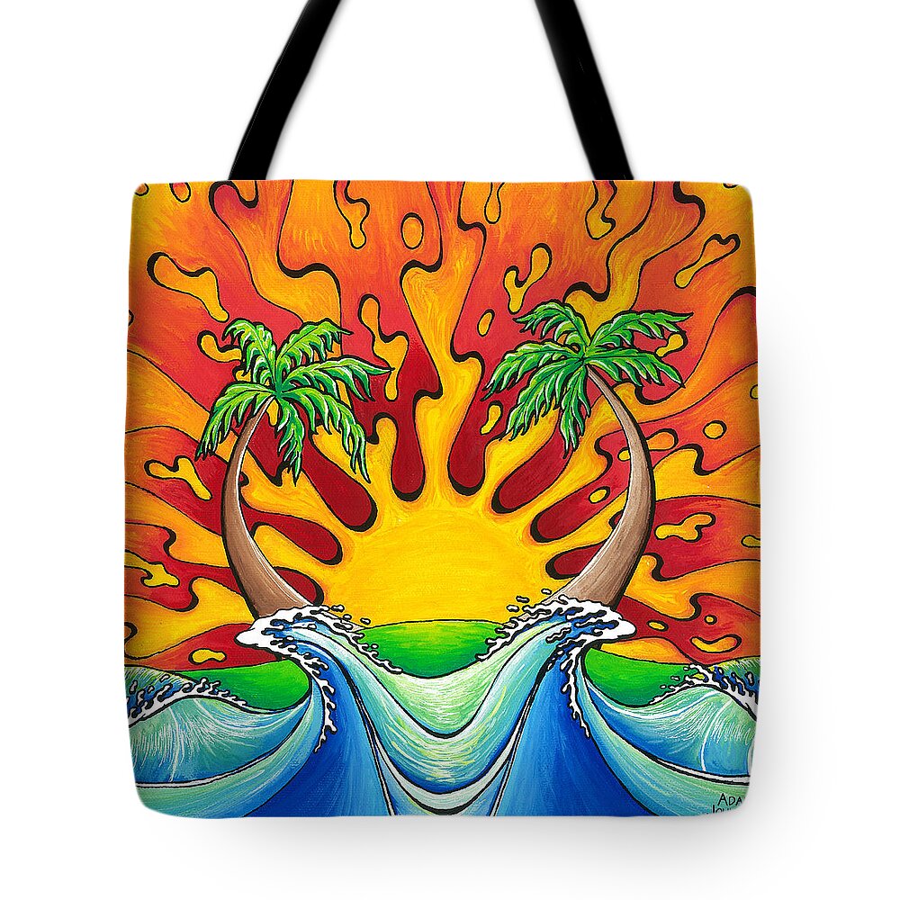 Hawaii Tote Bag featuring the painting Island Paradise by Adam Johnson