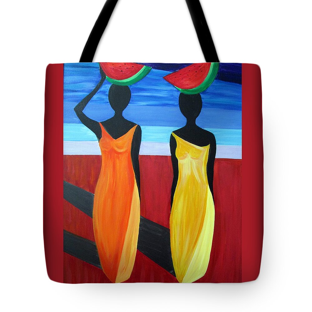 Women Tote Bag featuring the painting Island women by Rosie Sherman