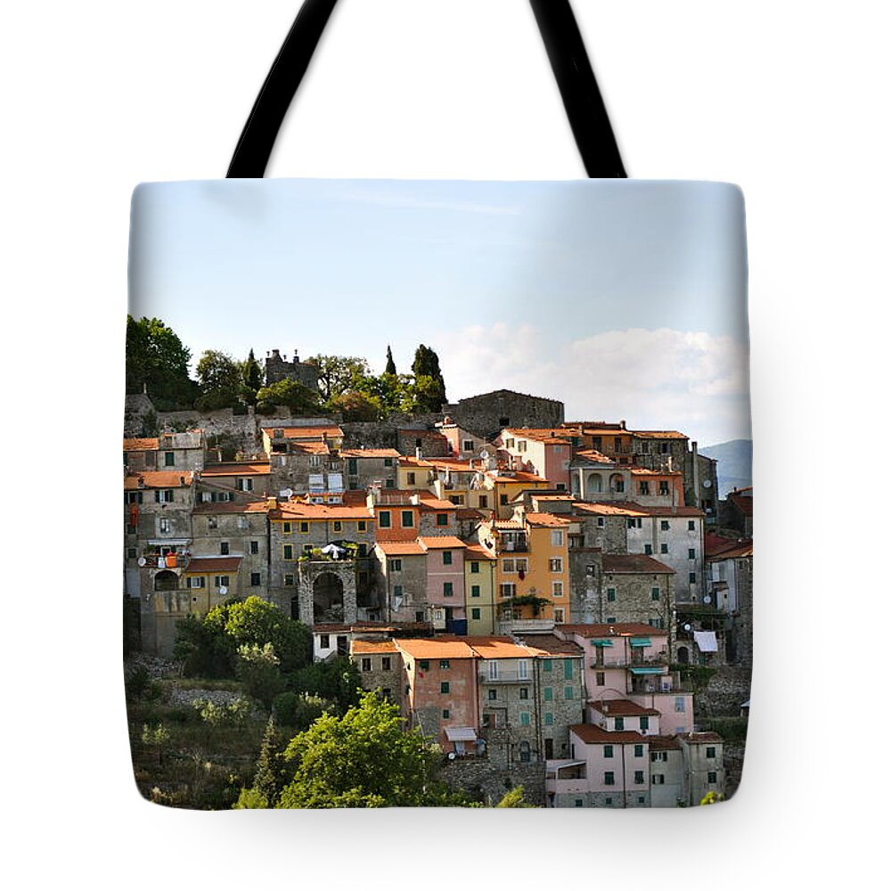 Village On Hillside Tote Bag featuring the photograph Italian Hillside Village by Teresa Tilley