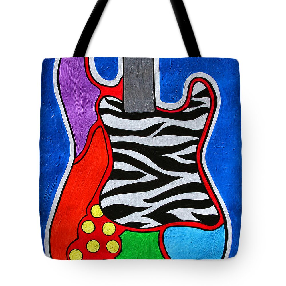 Electric Guitar Tote Bag featuring the painting It's Electric Acrylic By Diana Sainz by Diana Raquel Sainz