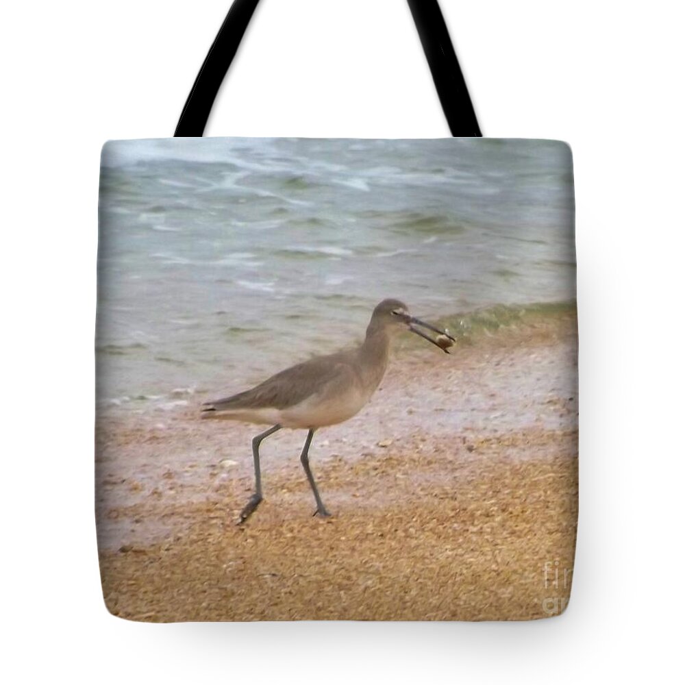 Sandpiper Tote Bag featuring the photograph Its my lucky day by Brigitte Emme