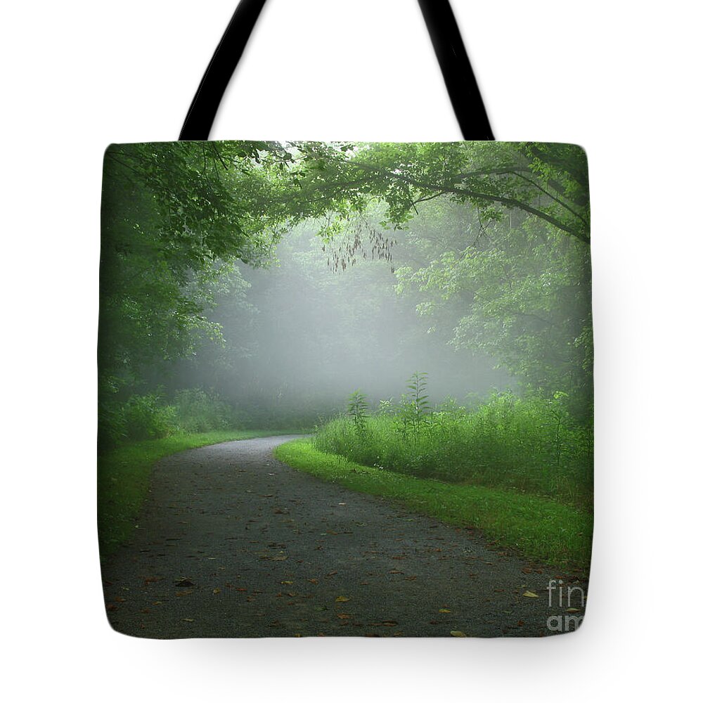 Green Tote Bag featuring the photograph Mystery Walk by Douglas Stucky