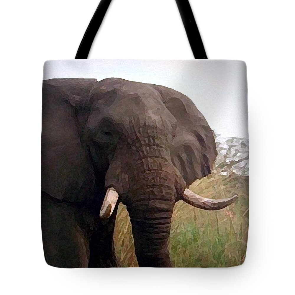 Africa Tote Bag featuring the painting Ivory King by George Pedro