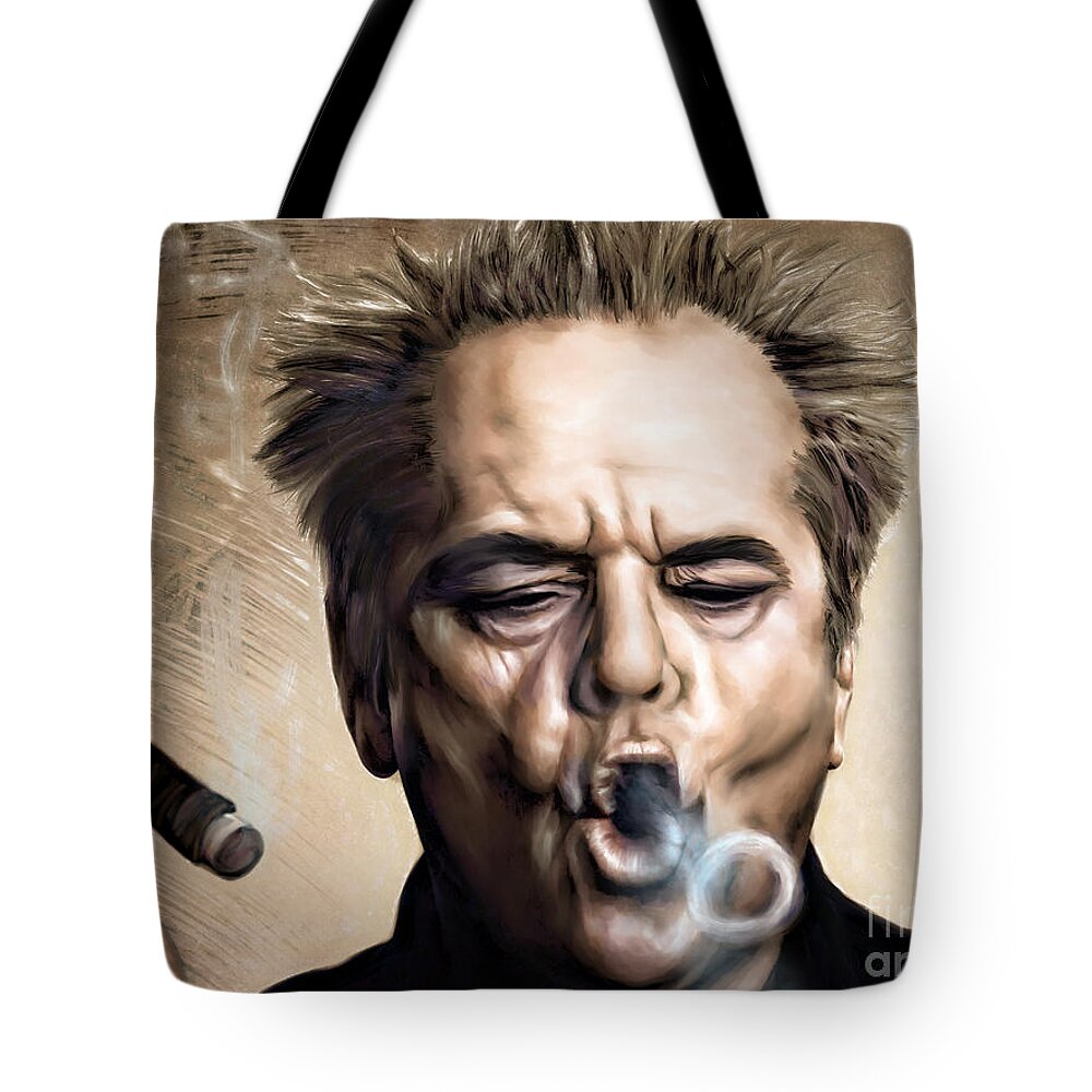 Actor Tote Bag featuring the painting Jack Nicholson by Andrzej Szczerski