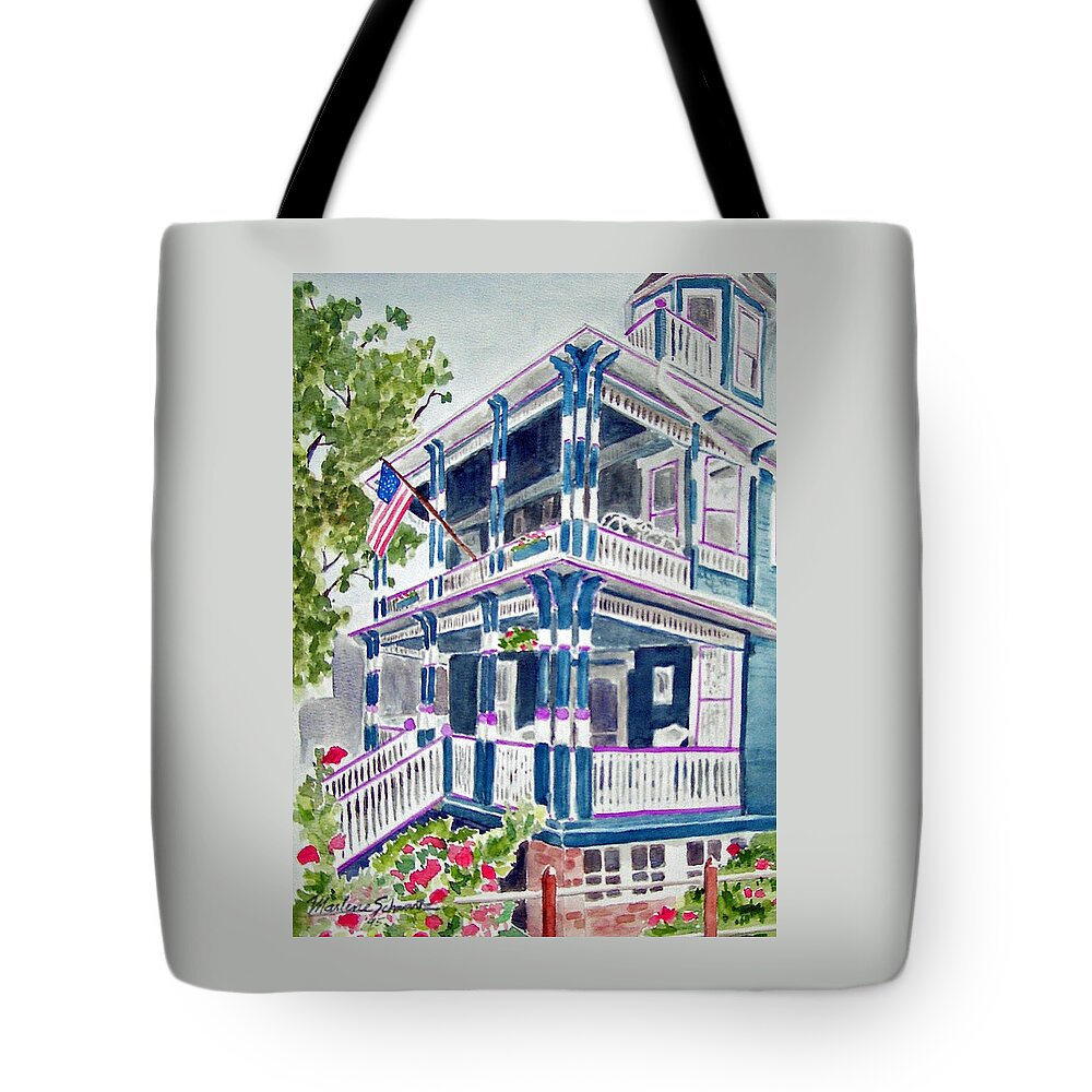 Cape May Tote Bag featuring the painting Jackson Street Inn of Cape May by Marlene Schwartz Massey