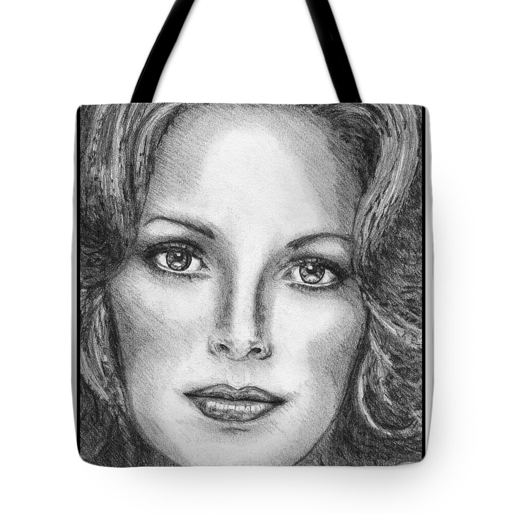 Mccombie Tote Bag featuring the drawing Jaclyn Smith in 1976 by J McCombie