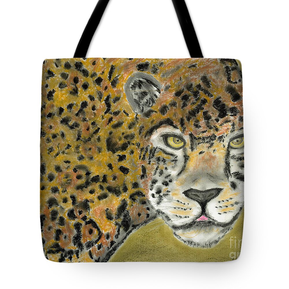 Jaguar Tote Bag featuring the pastel Jaguar by David Jackson