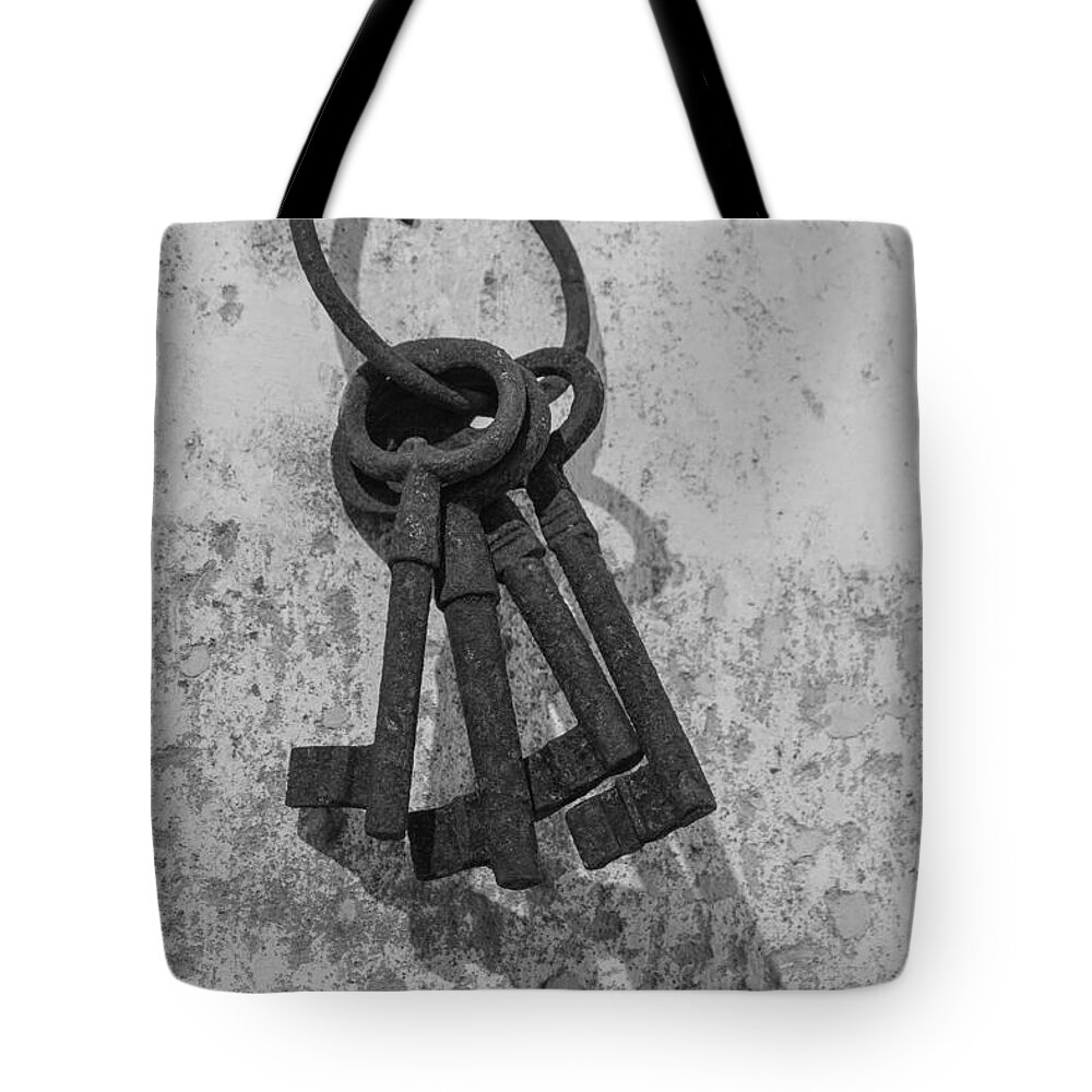 Old City Jail Tote Bag featuring the photograph Jail House Keys by Patricia Schaefer