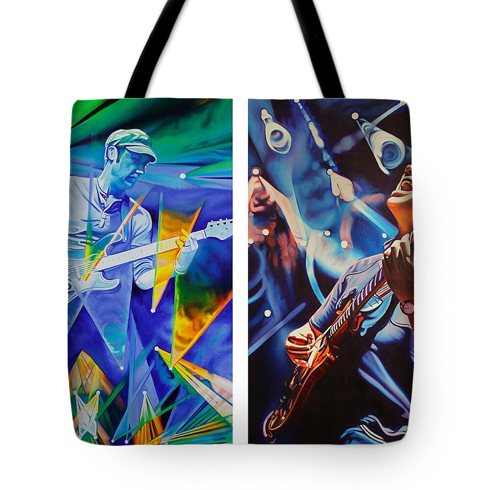 Umphrey's Mcgee Tote Bag featuring the painting Jake and Brendan by Joshua Morton