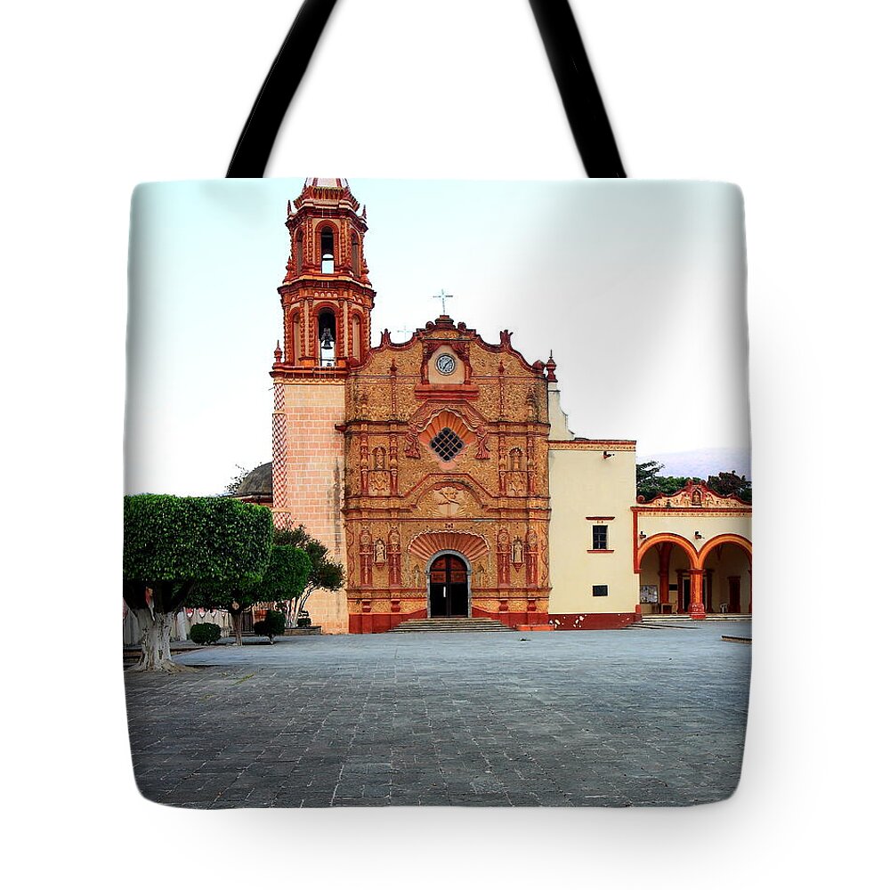 Colonial Tote Bag featuring the photograph Jalpa Franciscan Mission by Robert McKinstry