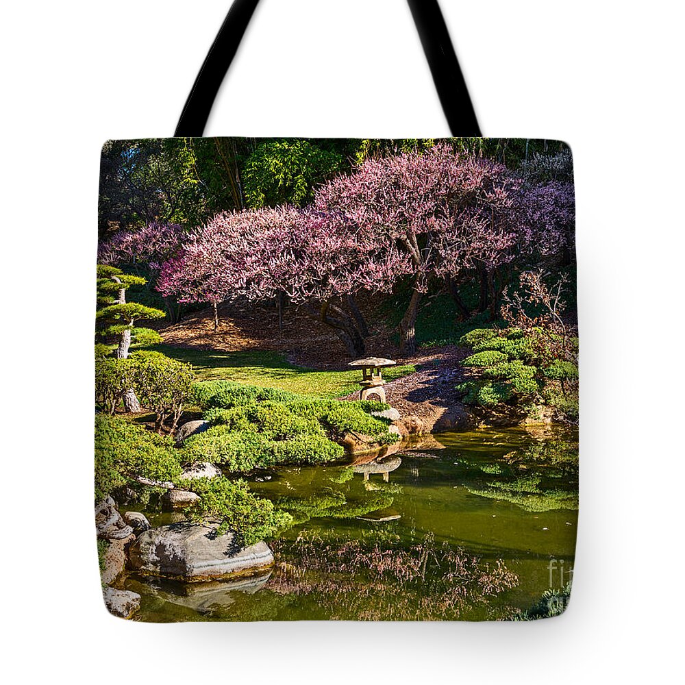 Japanese Apricot Blossom Tote Bag featuring the photograph Japanese Garden Blossom by Jamie Pham