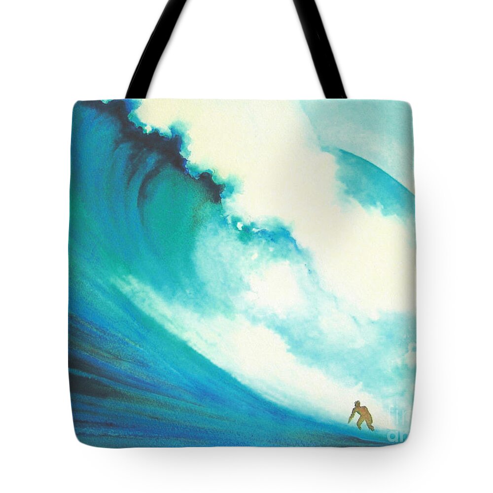Ocean Tote Bag featuring the painting Jaws by Frances Ku