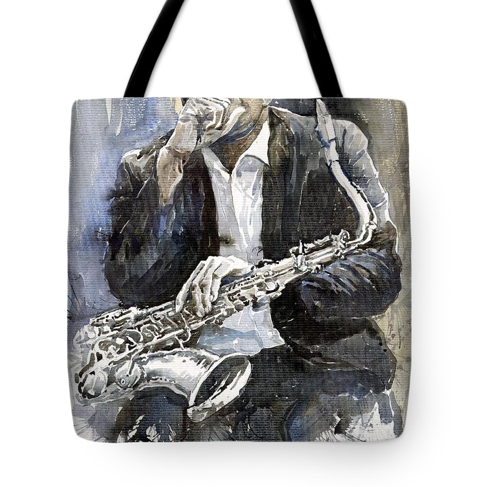 Saxophonist Tote Bags