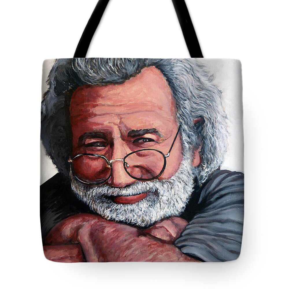 Jerry Tote Bag featuring the painting Jerry Garcia by Tom Roderick