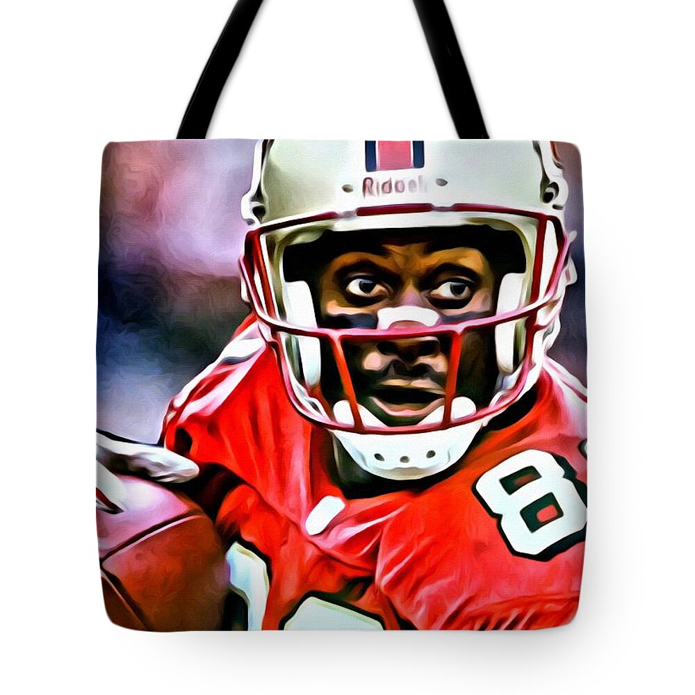 Jerry Rice Tote Bag featuring the painting Jerry Rice by Florian Rodarte