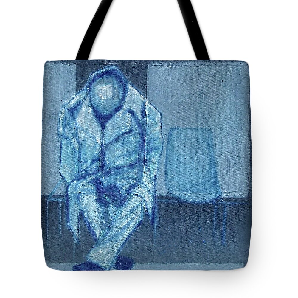 Man Tote Bag featuring the painting Jet Lag by Elizabeth Bogard