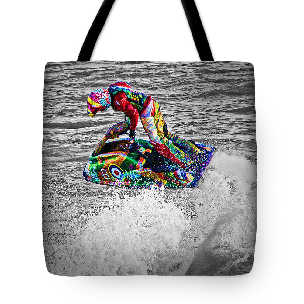 Jetski Tote Bag featuring the photograph Jet Ski by Terri Waters