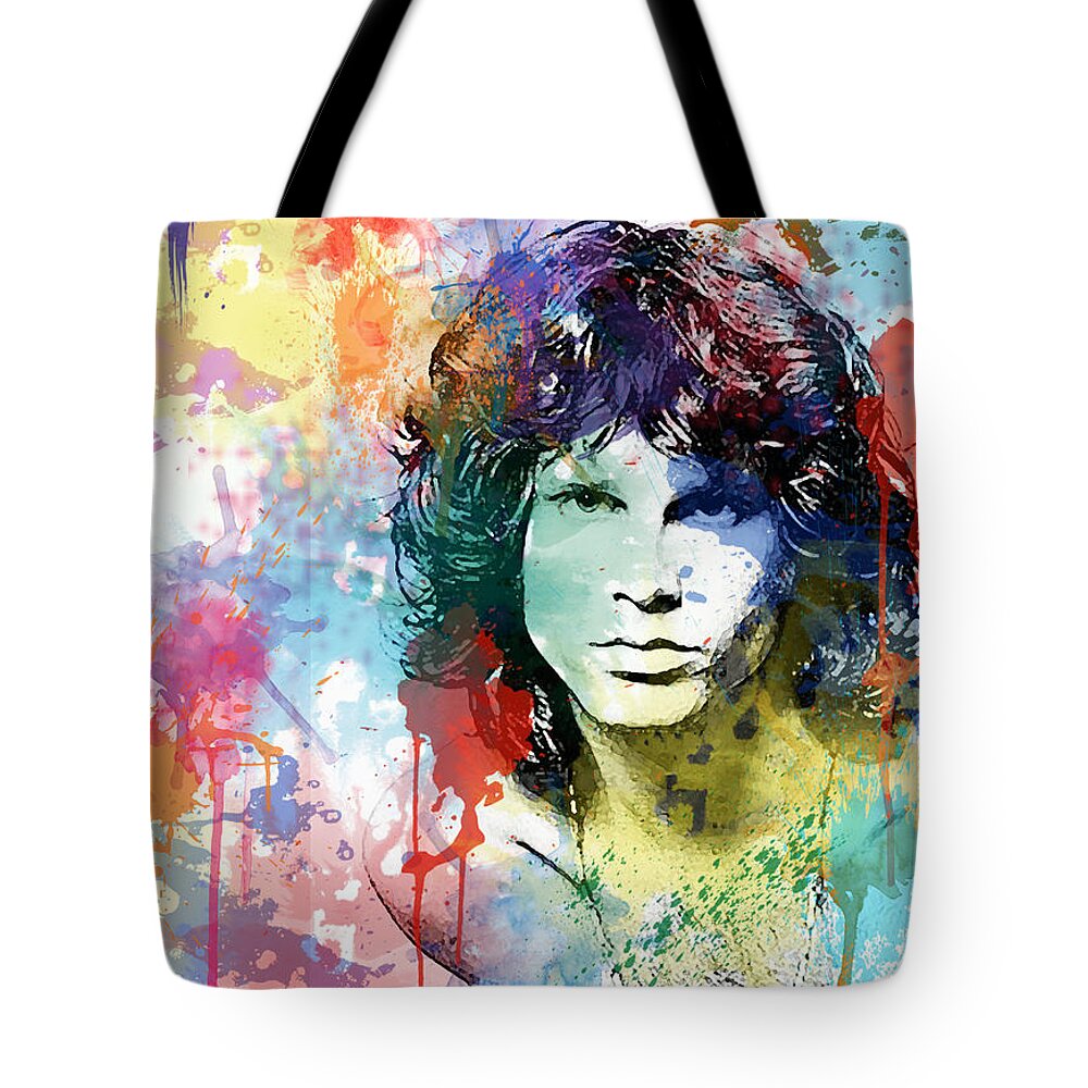 Jim Morrison Tote Bag featuring the digital art Jim Morrison by Patricia Lintner