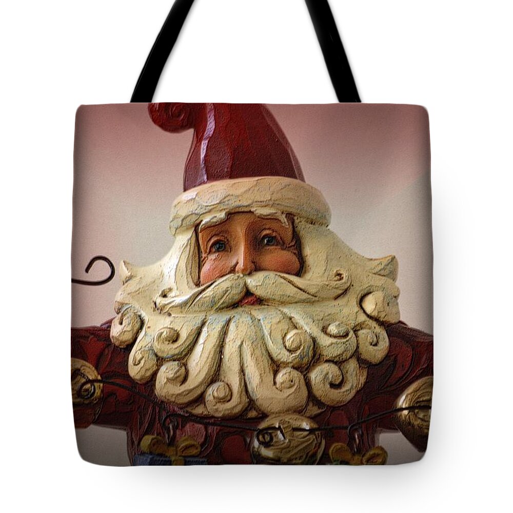 Christmas Tote Bag featuring the photograph Jingle Bell Santa by Nadalyn Larsen
