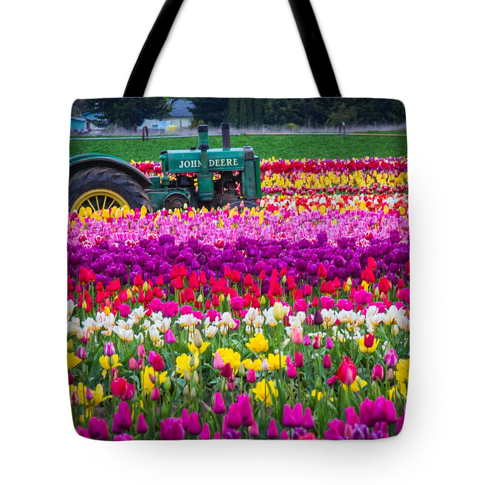 Tractor Tote Bag featuring the photograph John Deere in Spring by Patricia Babbitt