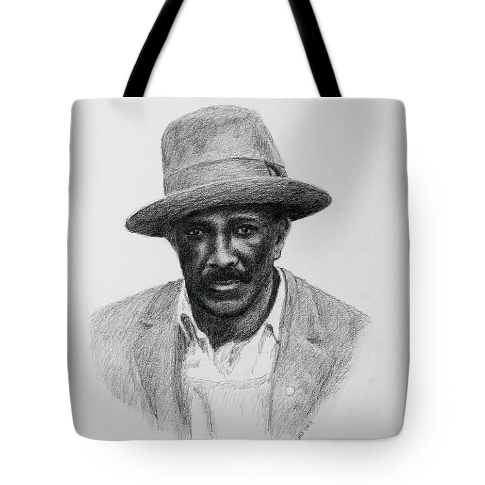Portrait Tote Bag featuring the drawing John Hearn by Daniel Reed
