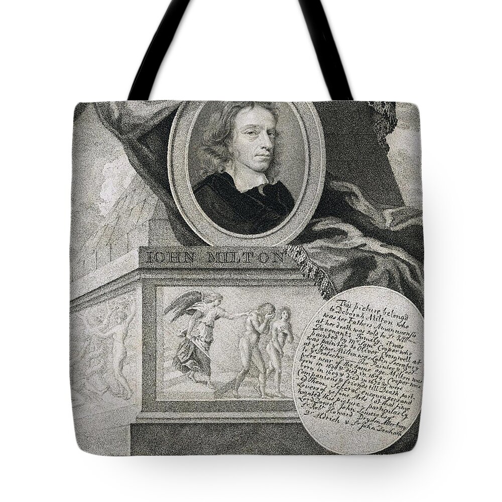 Literature Tote Bag featuring the photograph John Milton, English Poet by Folger Shakespeare Library