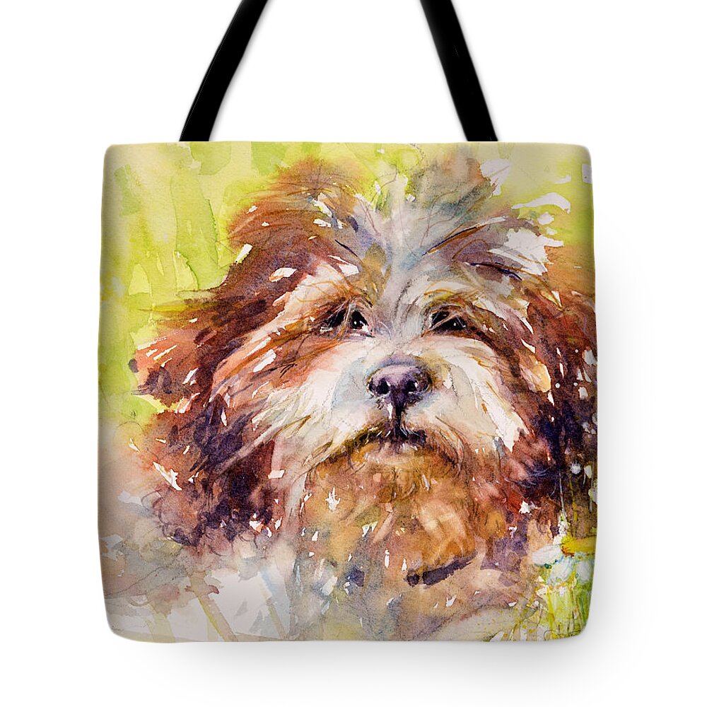 Dog Tote Bag featuring the painting Jolly June by Judith Levins