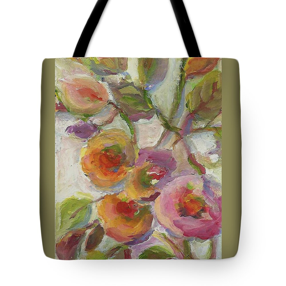 Floral Painting Tote Bag featuring the painting Joy by Mary Wolf