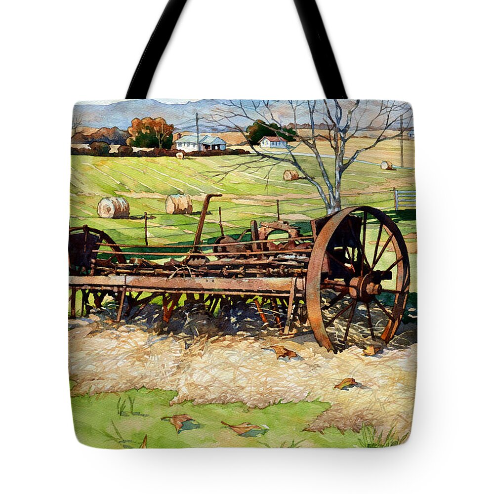 Watercolor Tote Bag featuring the painting Joy of Rust by Mick Williams