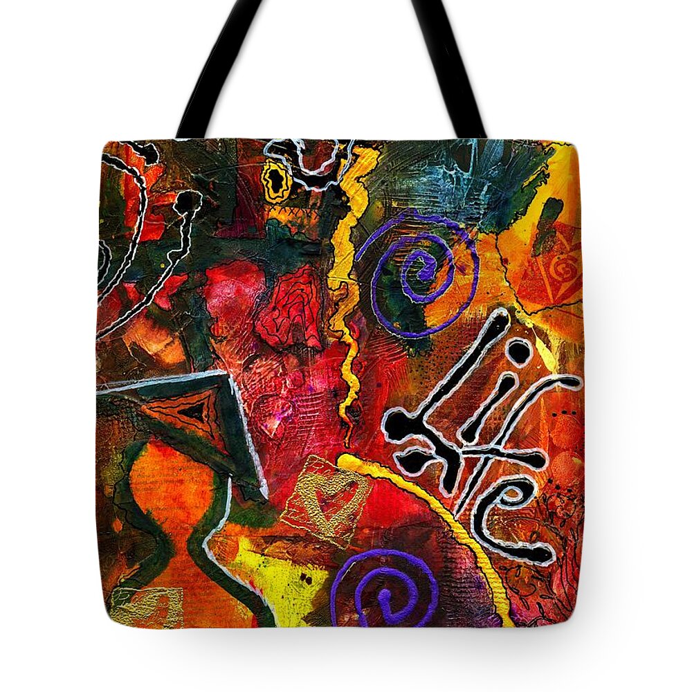 Love Tote Bag featuring the mixed media Joyfully Living Life Anew by Angela L Walker