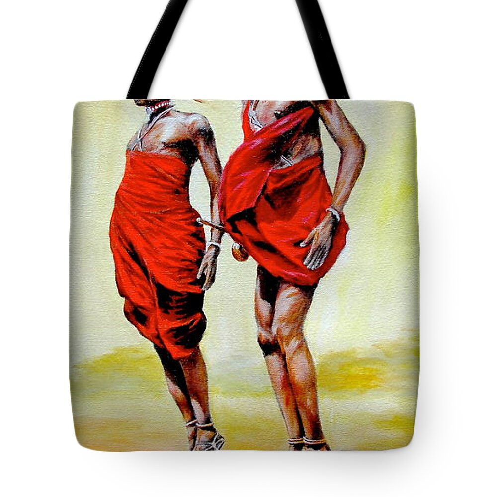 Jumping Maasai Tote Bag by Joseph Thiongo - Prints Site from True African  Art com - Website