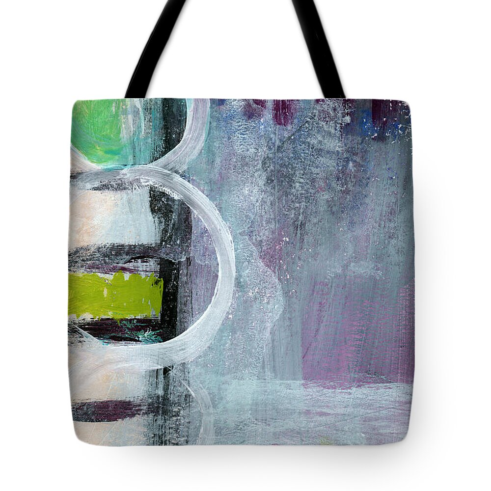 Purple Abstract Tote Bag featuring the painting Junction- Abstract Expressionist Art by Linda Woods