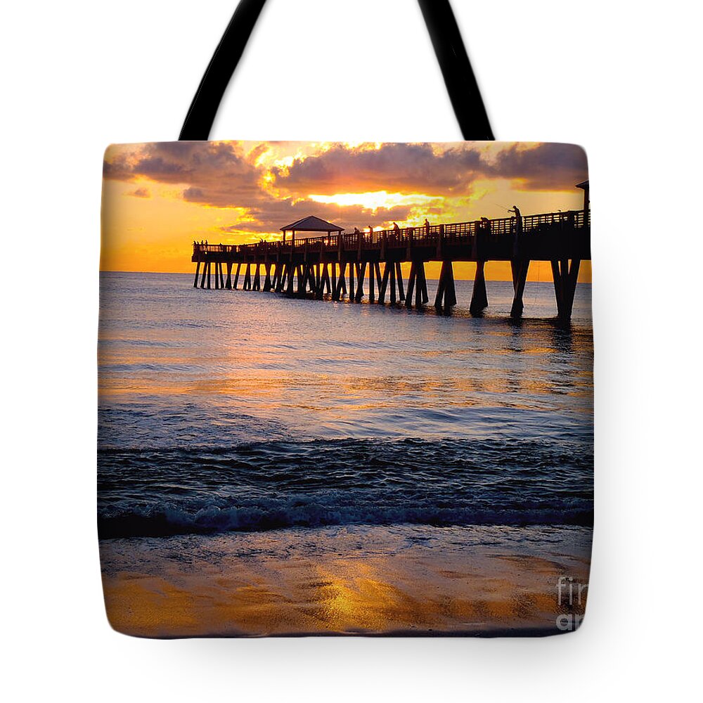 Pier Tote Bag featuring the photograph Juno Beach pier by Carey Chen