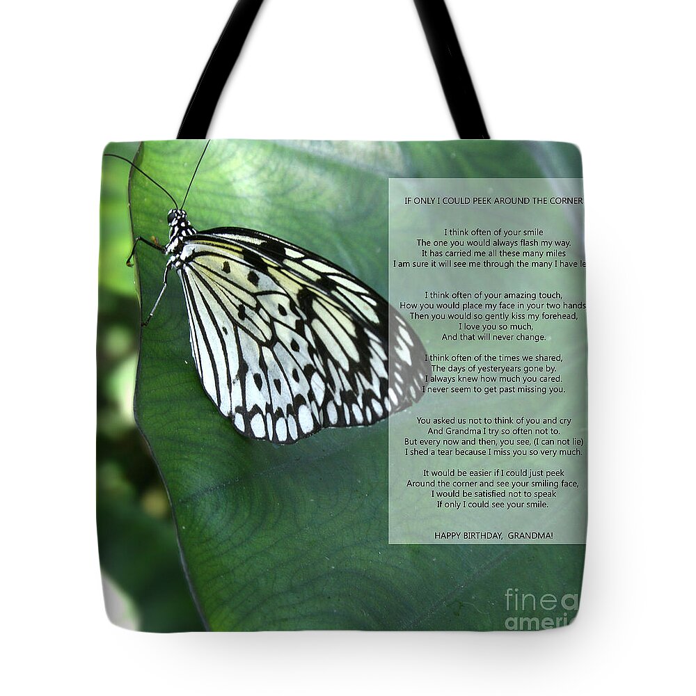 Butterfly Tote Bag featuring the photograph Just a Peak by Sandra Clark