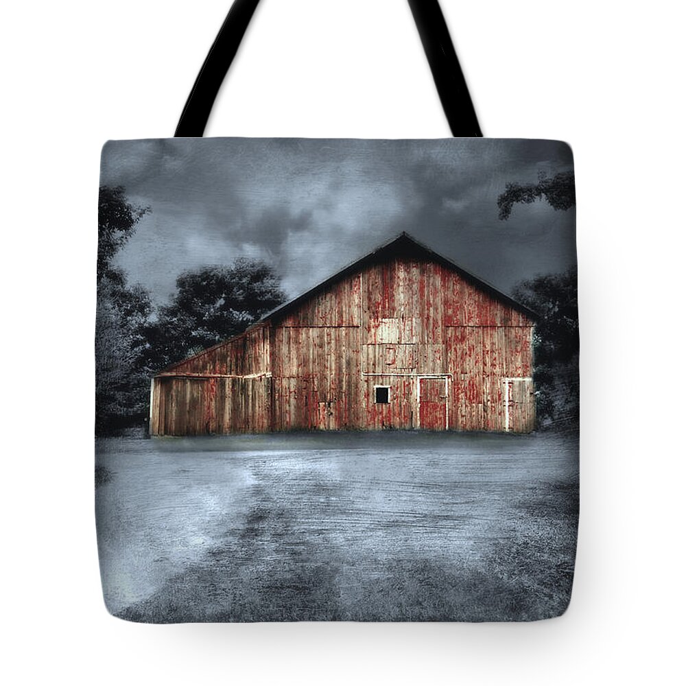 Farm Tote Bag featuring the photograph Night time Barn by Julie Hamilton