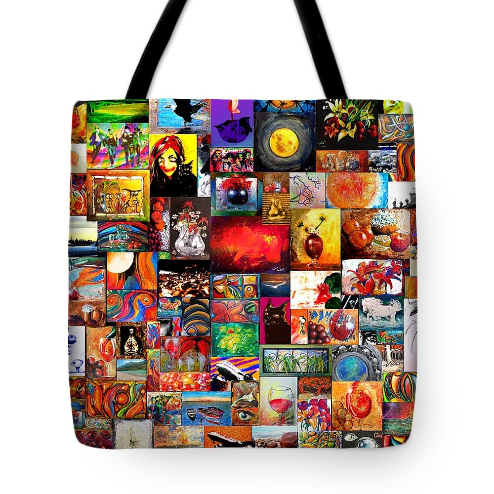 Mixed Media Tote Bag featuring the digital art Just Gratitude - Collage by Marcello Cicchini