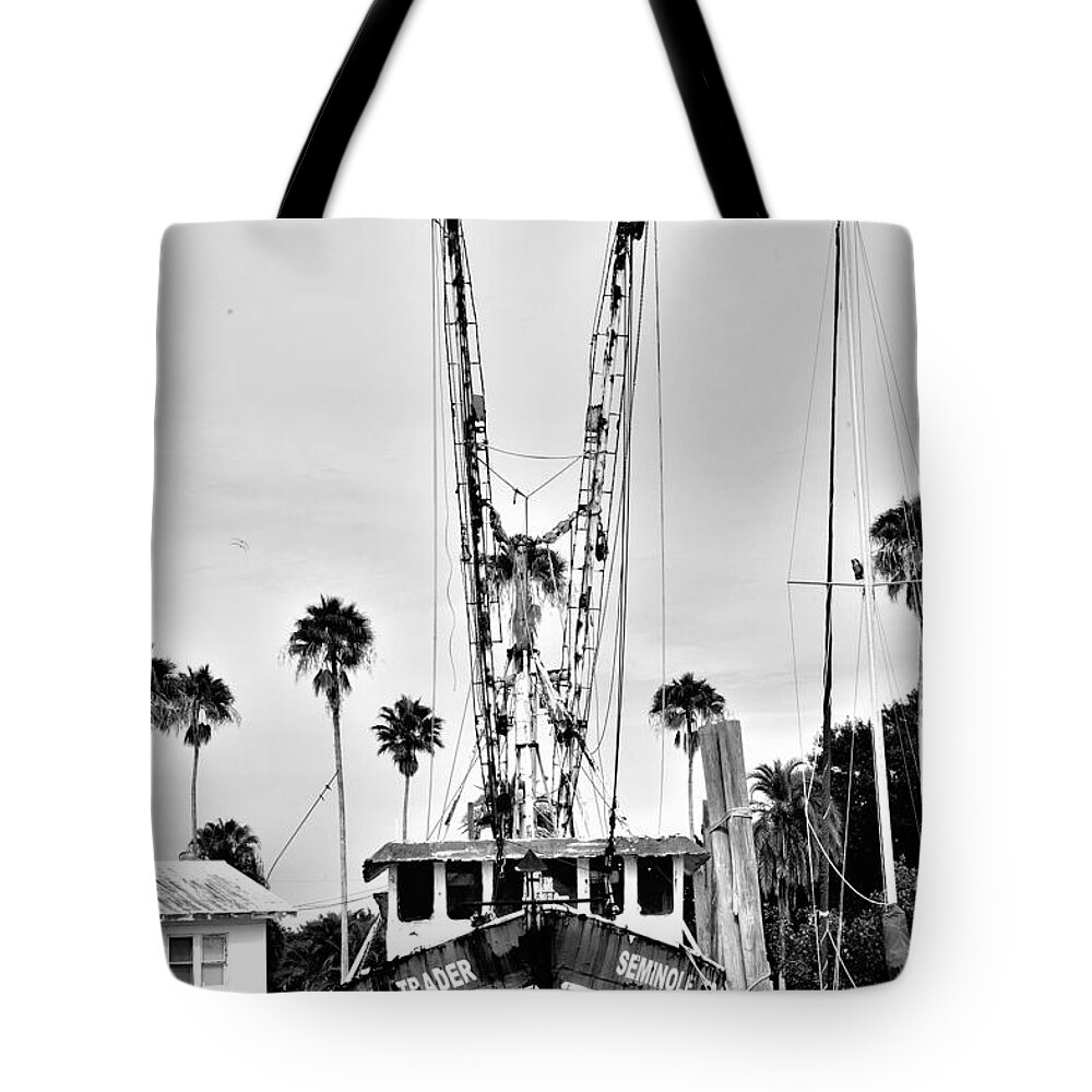 Old Boat Tote Bag featuring the photograph Just Waiting by Alison Belsan Horton