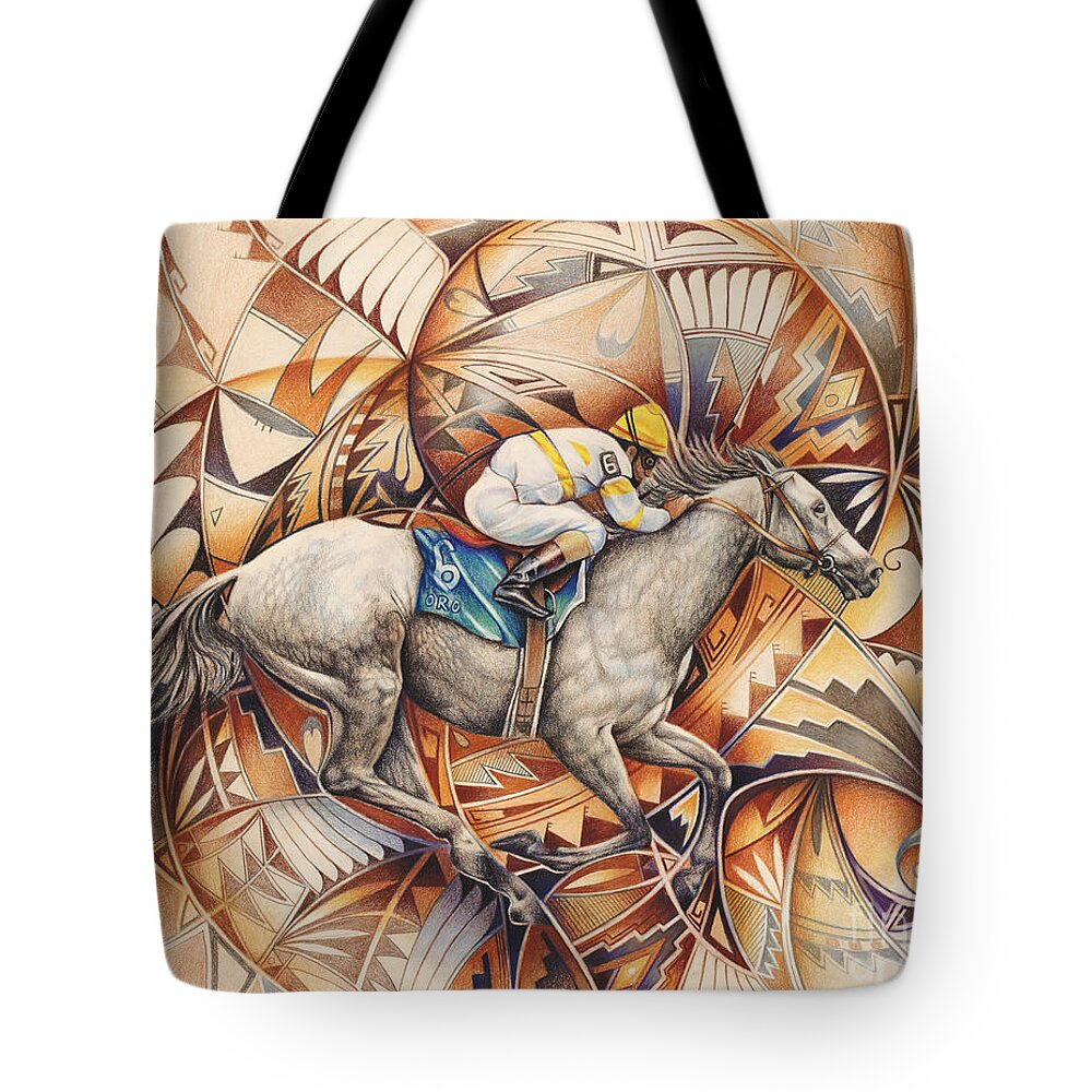 Colored-pencil Tote Bag featuring the painting Kaleidoscope Rider by Ricardo Chavez-Mendez